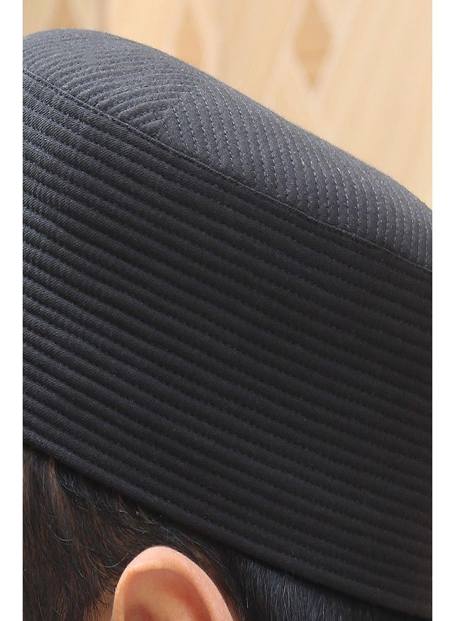 Modefa Men's Premium Islamic Skull Cap Hat Topi Takke for Muslim Men Turban Kufi (US, Alpha, Medium, Black) - Image 2